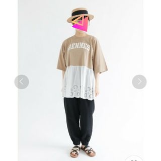 SM2 - 美品 Samansa Mos2 裾スカラップレースロゴTシャツ