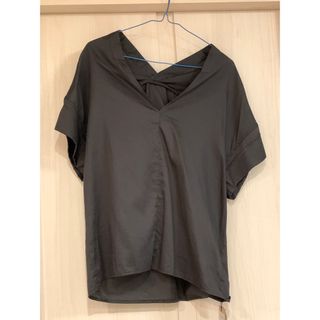 プラージュ(Plage)の【試着のみ】plage コットンワッシャーサテンブラウス ブラック(シャツ/ブラウス(半袖/袖なし))