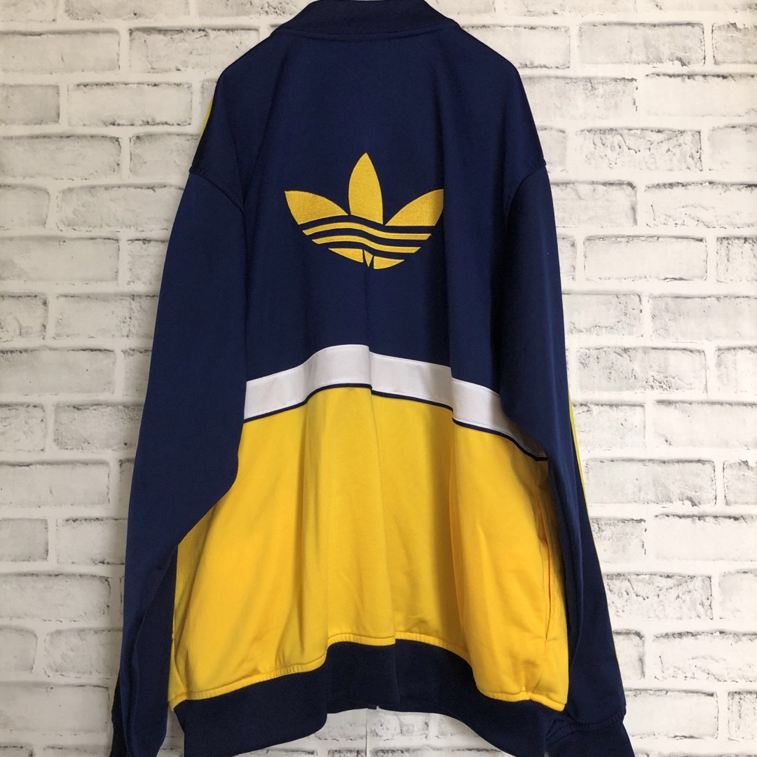 adidas(アディダス)の希少XL⭐️80 adidas トラックジャケット 刺繍 vintage 紺×黄 メンズのトップス(ジャージ)の商品写真