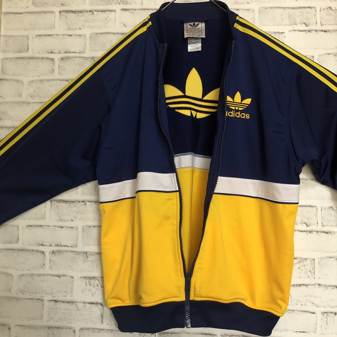 adidas(アディダス)の希少XL⭐️80 adidas トラックジャケット 刺繍 vintage 紺×黄 メンズのトップス(ジャージ)の商品写真