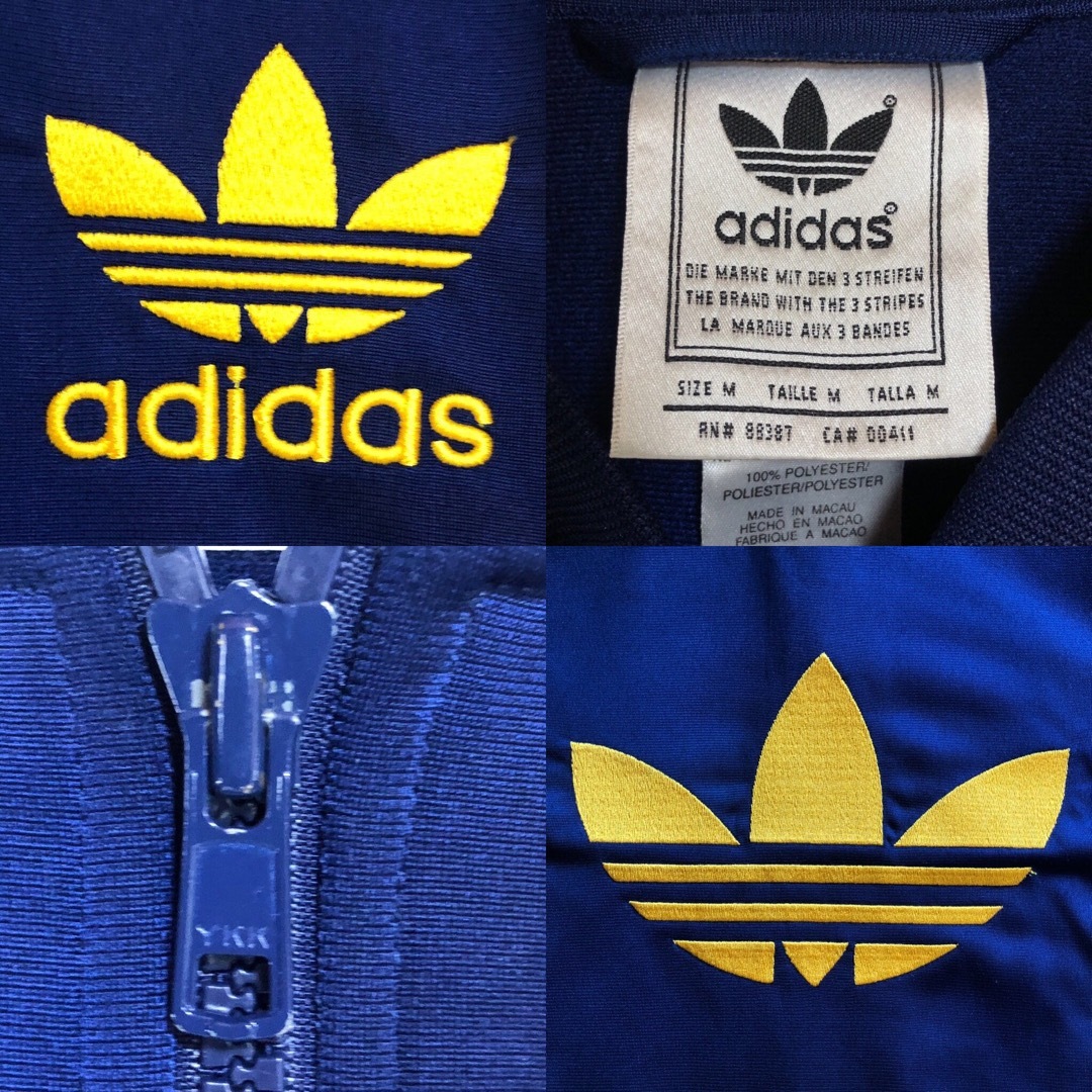 adidas(アディダス)の希少XL⭐️80 adidas トラックジャケット 刺繍 vintage 紺×黄 メンズのトップス(ジャージ)の商品写真