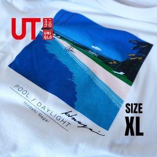 ユニクロ(UNIQLO)の永井博 ユニクロUT 白/ホワイト プールイラスト フロントプリント サイズXL(Tシャツ/カットソー(半袖/袖なし))