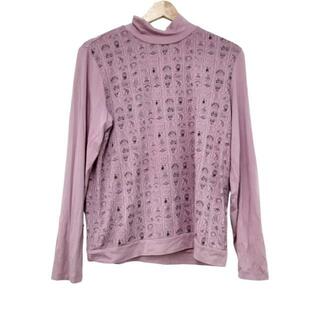 PICONE(ピッコーネ) 長袖Tシャツ サイズ3 L レディース美品  - ピンク×黒 ハイネック(Tシャツ(長袖/七分))