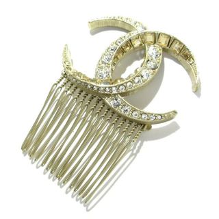 CHANEL - CHANEL(シャネル) アクセサリー美品  金属素材×ラインストーン ゴールド ヘアコーム/ココマーク