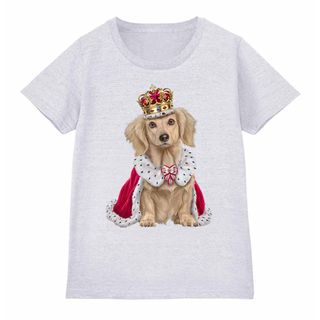 ダックスフンド いぬ 犬 王様 キング 王子様 王冠 Tシャツ レディース(Tシャツ(半袖/袖なし))