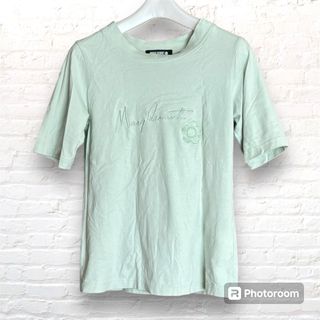 MARY QUANT - 【used】Tシャツ　部屋着　スウェット　ミント　グリーン　ブランド　ロゴ　半袖