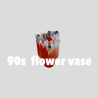 ヴィンテージ(VINTAGE)の【90s】 ビンテージ フラワーベース 花瓶 ガラス グラデーション レッド(花瓶)