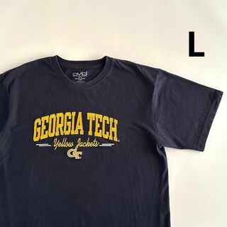 ジョージア 古着 Tシャツ Tee L ネイビー カレッジロゴ 3段(Tシャツ/カットソー(半袖/袖なし))
