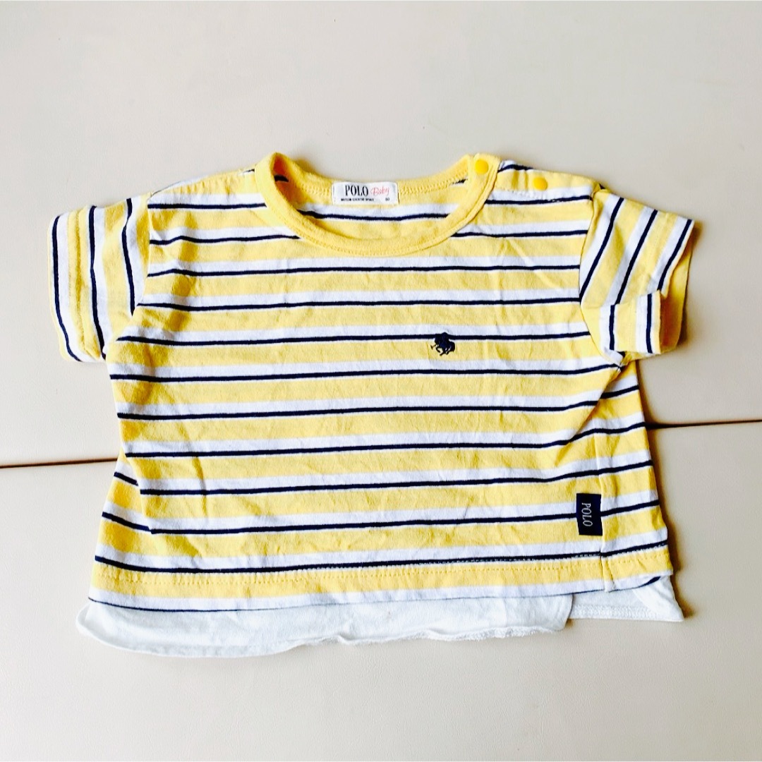 POLO ボーダー Tシャツ イエロー 80cm キッズ/ベビー/マタニティのベビー服(~85cm)(Ｔシャツ)の商品写真