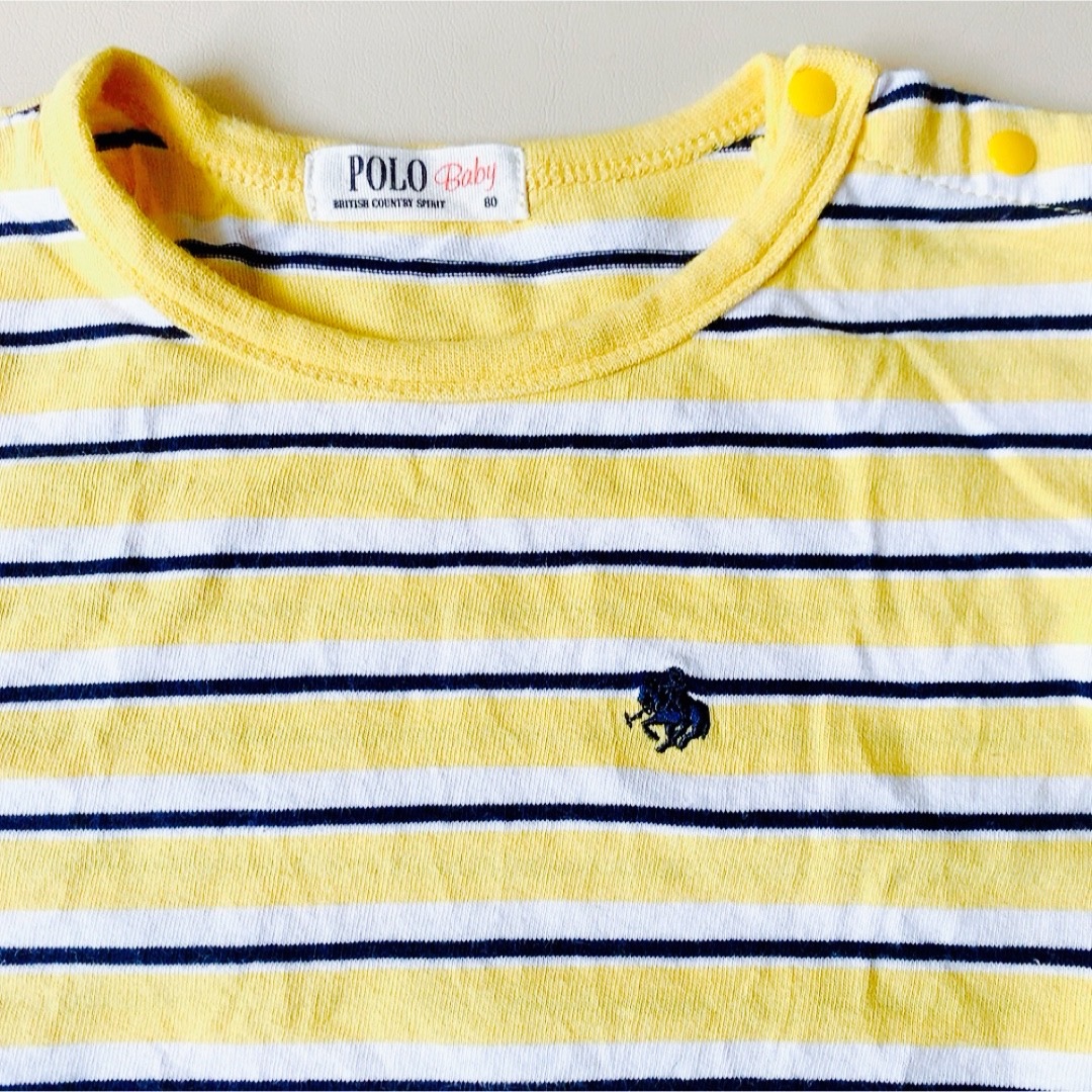 POLO ボーダー Tシャツ イエロー 80cm キッズ/ベビー/マタニティのベビー服(~85cm)(Ｔシャツ)の商品写真