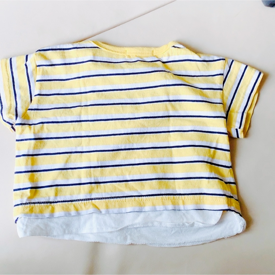 POLO ボーダー Tシャツ イエロー 80cm キッズ/ベビー/マタニティのベビー服(~85cm)(Ｔシャツ)の商品写真