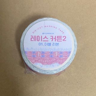 韓国 マスキングテープ レース ピンク リボン カーテン マステ コラージュ(テープ/マスキングテープ)