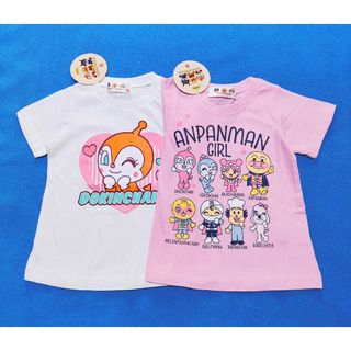 アンパンマン(アンパンマン)の新品　100cm　アンパンマン　半袖Ｔシャツ2枚セット　ドキンW×ガールズP(Tシャツ/カットソー)