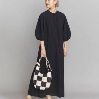 ビューティアンドユースユナイテッドアローズ(BEAUTY&YOUTH UNITED ARROWS)のビューティーアンドユース　コットンボイルギャザーボリューム6分袖ワンピース(ロングワンピース/マキシワンピース)