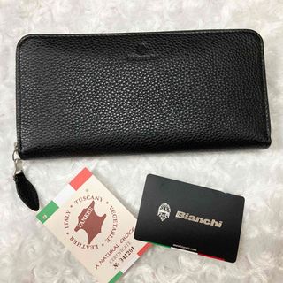 ビアンキ(Bianchi)のビアンキ 長財布 ラウンドファスナー BIC1007  牛革 レザー　黒 新品(長財布)