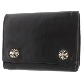 クロムハーツ(Chrome Hearts)のCHROME HEARTS クロムハーツ 3FOLD CRS PATCH WALLET 3フォールド クロスパッチ クロスボタンレザーウォレット ブラック(折り財布)