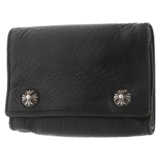 クロムハーツ(Chrome Hearts)のCHROME HEARTS クロムハーツ 3FOLD CRS PATCH WALLET 3フォールド クロスパッチ クロスボタンレザーウォレット ブラック(折り財布)