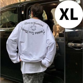 【大人気商品♪】XL　メンズ　長袖　ホワイト　ロゴTシャツ　白　カジュアル　(Tシャツ/カットソー(七分/長袖))