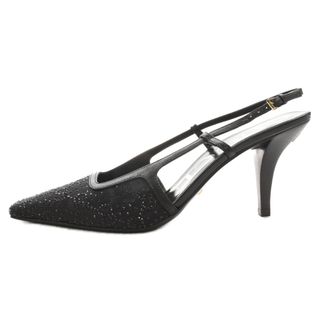 グッチ(Gucci)のGUCCI グッチ GG Slingback 75mm Pump GGスリングバック ビジュー スクエアトゥ パンプス レディース ブラック 727184(ハイヒール/パンプス)