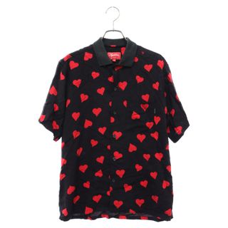 シュプリーム(Supreme)のSUPREME シュプリーム 17SS Hearts Rayon Shirt White 総柄 ハート レーヨン 半袖シャツ ブラック(シャツ)