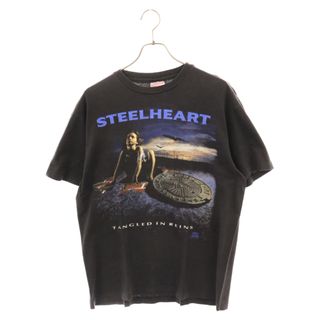 VINTAGE ヴィンテージ 90s STEELHEARTスチールハート バンド 半袖Tシャツ カットソー ブラック/ブルー(Tシャツ/カットソー(半袖/袖なし))