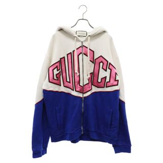 グッチ(Gucci)のGUCCI グッチ Game Logo Felted Cotton Jersey Zip up Hoodie 580821 XJBHJ ゲームロゴフェルテッドコットンジャージージップアップフーディー パーカー マルチ(その他)