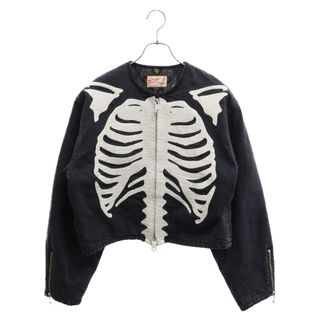 キャピタル(KAPITAL)のKAPITAL キャピタル Bone Denim Motocross Jacket 14ozモトクロスボーンジャケット ノーカラー ダブルジップ デニムジャケット KR2402LJ06 ブラック(Gジャン/デニムジャケット)