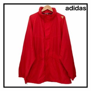 アディダス(adidas)の【90s】　アディダス　ナイロンジャケット　ジップアップ　レッド　長袖　Lサイズ(ナイロンジャケット)