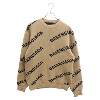 バレンシアガ(Balenciaga)のBALENCIAGA バレンシアガ ALLOVER LOGO CREWNECK KNIT 547831 T1473 オールオーバーロゴクルーネックニット 総柄ロゴニットセーター ブラウン/ブラック(ニット/セーター)