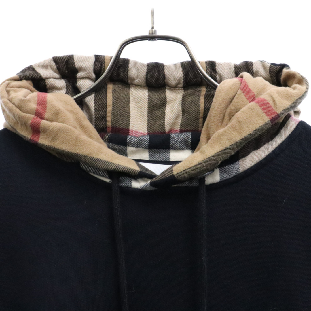 BURBERRY(バーバリー)のBURBERRY LONDON バーバリーロンドン Checked Cotton Blend Hoodie 8045004 チェックコットンブレンドフーディー プルオーバーパーカー ブラック メンズのトップス(パーカー)の商品写真