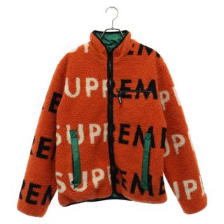 シュプリーム(Supreme)のSUPREME シュプリーム 18AW Reversible Logo Fleece Jacket GORE-WINDSTOPPER リバーシブル 総柄ロゴ ゴアウィンドストッパー ジップアップ フリースジャケット オレンジ(フライトジャケット)