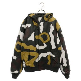 シュプリーム(Supreme)のSUPREME シュプリーム 19AW Camo Leather Hooded Jacket カモ レザー フーディ ジャケット マルチ(フライトジャケット)