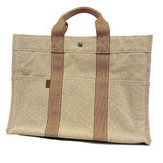 エルメス(Hermes)の【4ia0222】エルメス トートバッグ/ニューフールトゥMM/キャンバス/オレンジ/シルバー金具 【中古】 レディース(トートバッグ)