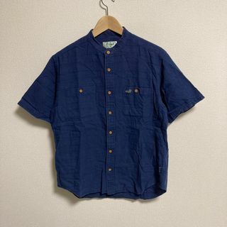 クロコダイル(Crocodile)のcrocodile クロコダイル シャツ　半袖　ノーカラー　リネン　麻　M(Tシャツ/カットソー(半袖/袖なし))