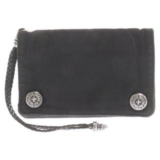 クロムハーツ(Chrome Hearts)のCHROME HEARTS クロムハーツ 2ZIP STRAP NYLON 2ジップストラップ ホースシューボタン ナイロン ウォレット 財布 ブラック(折り財布)