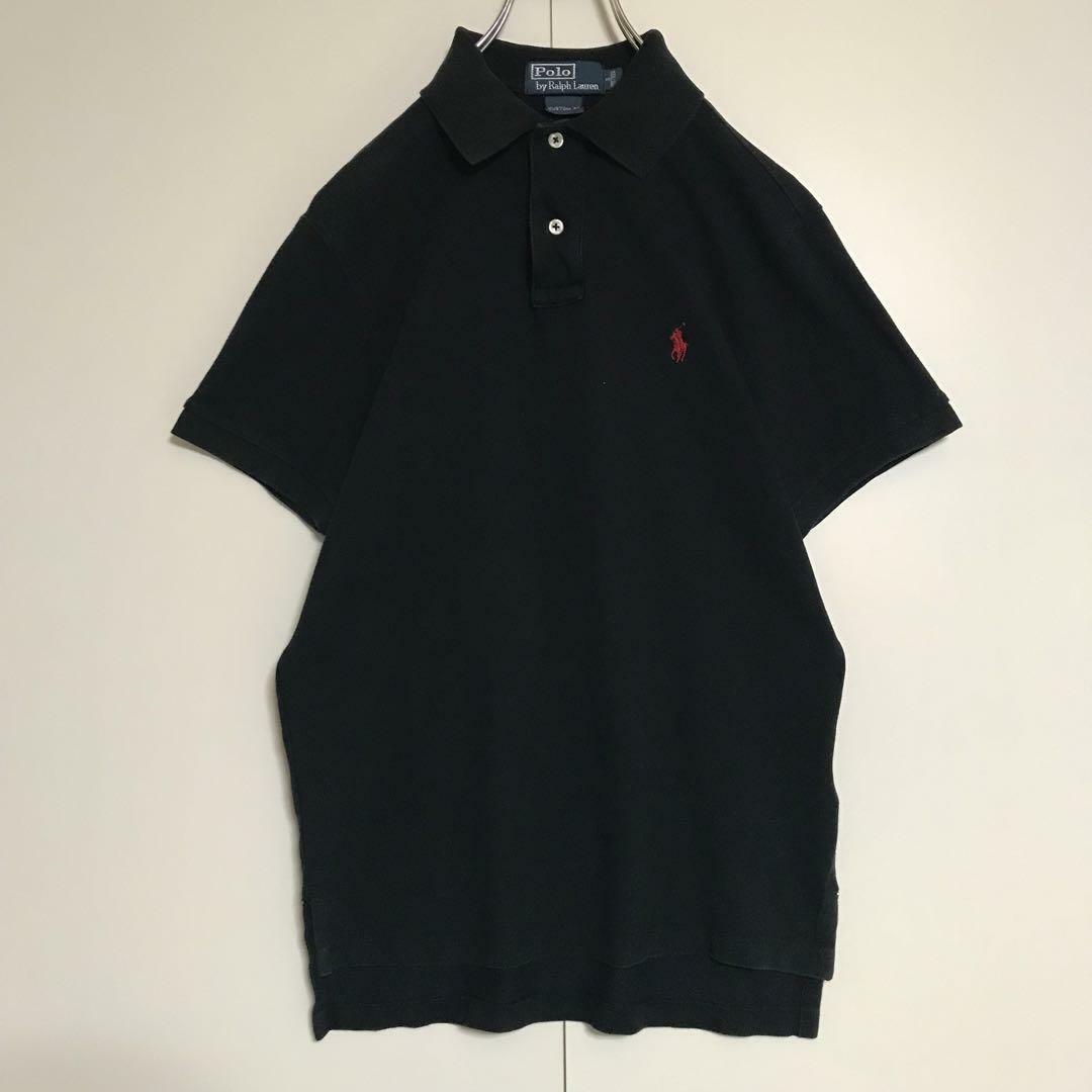 【ヴィンテージ】ポロバイラルフローレン　刺繍ロゴ入りポロシャツ　黒A1161 メンズのトップス(ポロシャツ)の商品写真