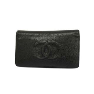 シャネル(CHANEL)の【4ia0624-r】シャネル 長財布/キャビアスキン/ブラック/シルバー金具 【中古】 レディース(財布)