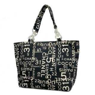 シャネル(CHANEL)の【4ia0641】シャネル トートバッグ/キャンバス/ブラック/シルバー金具 【中古】レディース(トートバッグ)