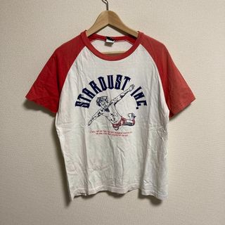 プロレス　ラグラン　Tシャツ メンズ　ホワイト　レッド　古着　プリント　M(Tシャツ/カットソー(半袖/袖なし))