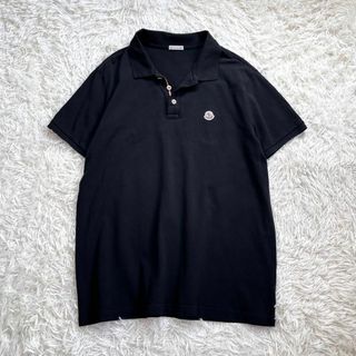 モンクレール(MONCLER)の【美品】モンクレール/MONCLER 半袖ポロシャツ　鹿の子　ロゴ　XXXL 黒(ポロシャツ)