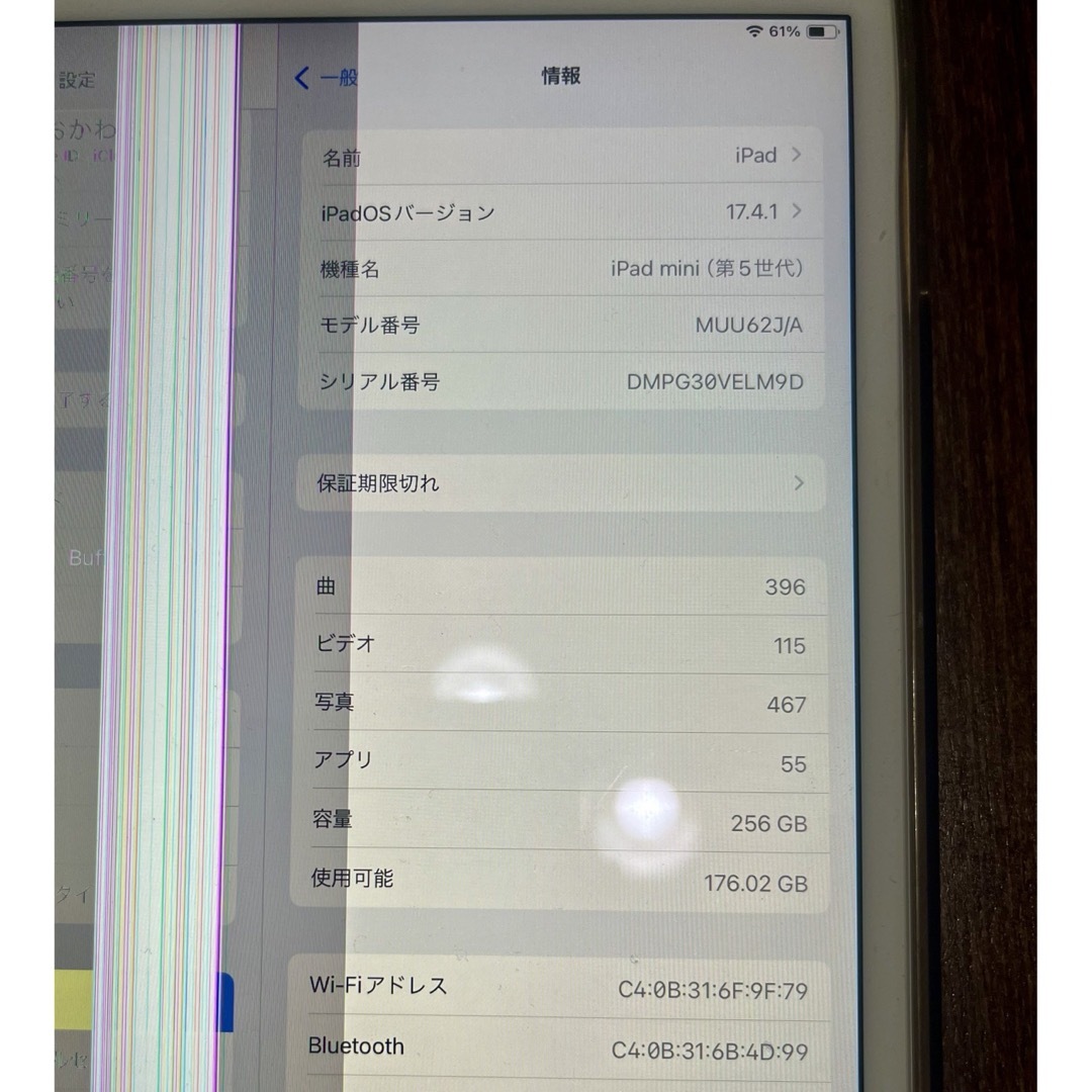 Apple(アップル)のiPad mini 第5世代 WiFi 256GB ゴールド ジャンク品 スマホ/家電/カメラのPC/タブレット(タブレット)の商品写真