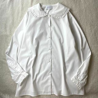 ユナイテッドアローズ(UNITED ARROWS)の美品 ユナイテッドアローズ UWMSC フラット フリルカラー ブラウス シャツ(シャツ/ブラウス(長袖/七分))