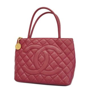 シャネル(CHANEL)の【4ia0742】シャネル トートバッグ/復刻トート/キャビアスキン/ピンク/ゴールド金具 【中古】レディース(トートバッグ)