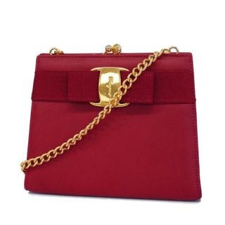 フェラガモ(Ferragamo)の【4ia0908】サルヴァトーレフェラガモ ショルダーバッグ/ヴァラ/レザー/レッド/ゴールド金具 【中古】 レディース(ショルダーバッグ)