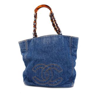 CHANEL - 【4ia0923】シャネル トートバッグ/デニム/ブルー/ゴールド金具 【中古】レディース