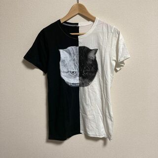 ゴールデンボンバー　歌広場　Tシャツ 猫　ネコ　アニマル　プリント　白　黒 M(Tシャツ/カットソー(半袖/袖なし))
