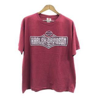 ハーレーダビッドソン(Harley Davidson)のHARLEY DAVIDSON ハーレーダビッドソン 半袖Ｔシャツ バイク ロゴ ワインレッド (メンズ XL) 中古 古着 Q5400(Tシャツ/カットソー(半袖/袖なし))