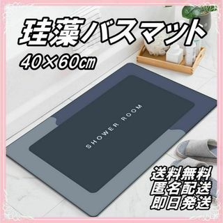 珪藻土バスマット 風呂 北欧風 カーペット 浴室 脱衣所 洗面所 おしゃれ 青(バスマット)