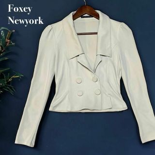 フォクシーニューヨーク(FOXEY NEW YORK)のフォクシーニューヨーク ダブルエグゼクティブジャケット M ストレッチ ベージュ(テーラードジャケット)