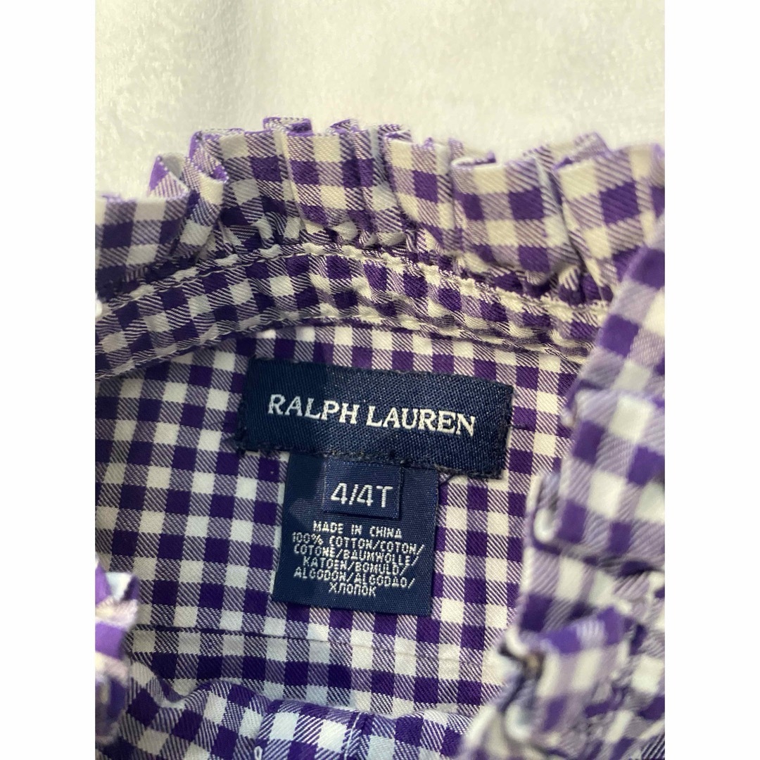 Ralph Lauren(ラルフローレン)のラルフローレン　ギンガムチェック　シャツブラウス　110 紫　パープル　女の子 キッズ/ベビー/マタニティのキッズ服女の子用(90cm~)(ブラウス)の商品写真